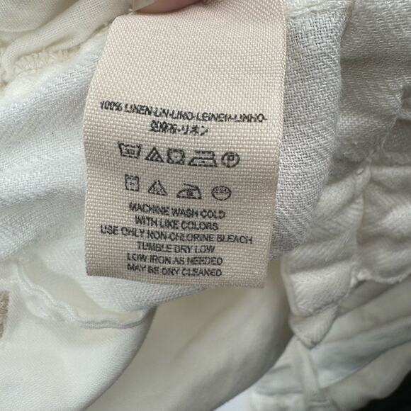 Free People White Paperbag High Waist Belted Linen Pant Womens Large Tapered Leg - Picture 6 of 10